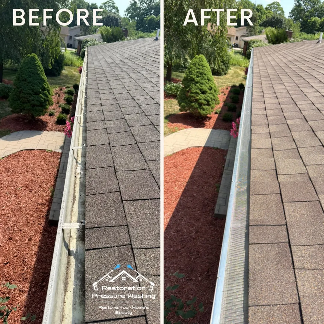 Gutter guard installation before and after