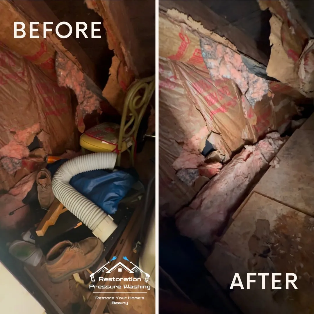 Attic cleanout before and after junk removal